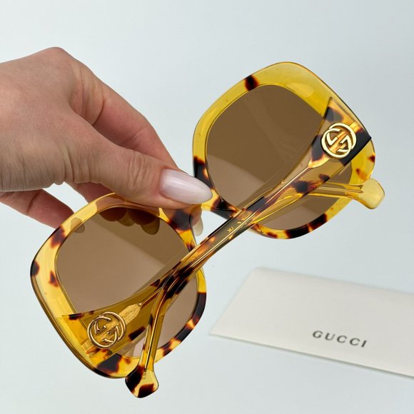 Gucci GG1235S 002 BRAND NEW Sunglasses Havana Brown Butterfly Oversized Women main image 8